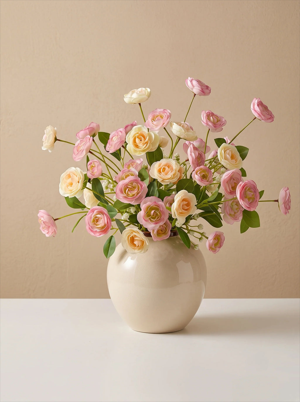Champagne Blush Ranunculus Elegance Faux Floral Arrangement