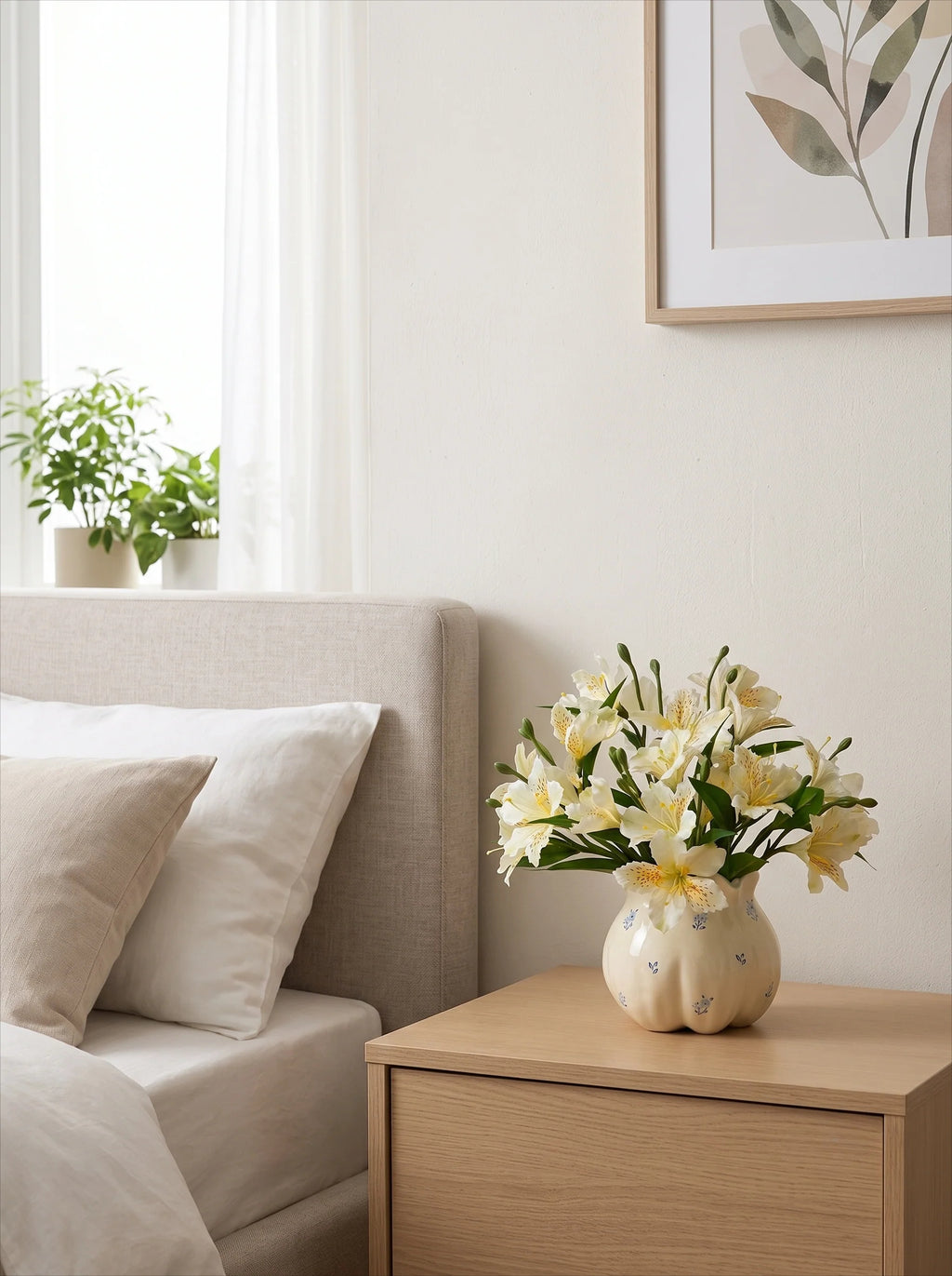 Luxe White Lily of the Incas Ensemble Faux Floral Arrangement