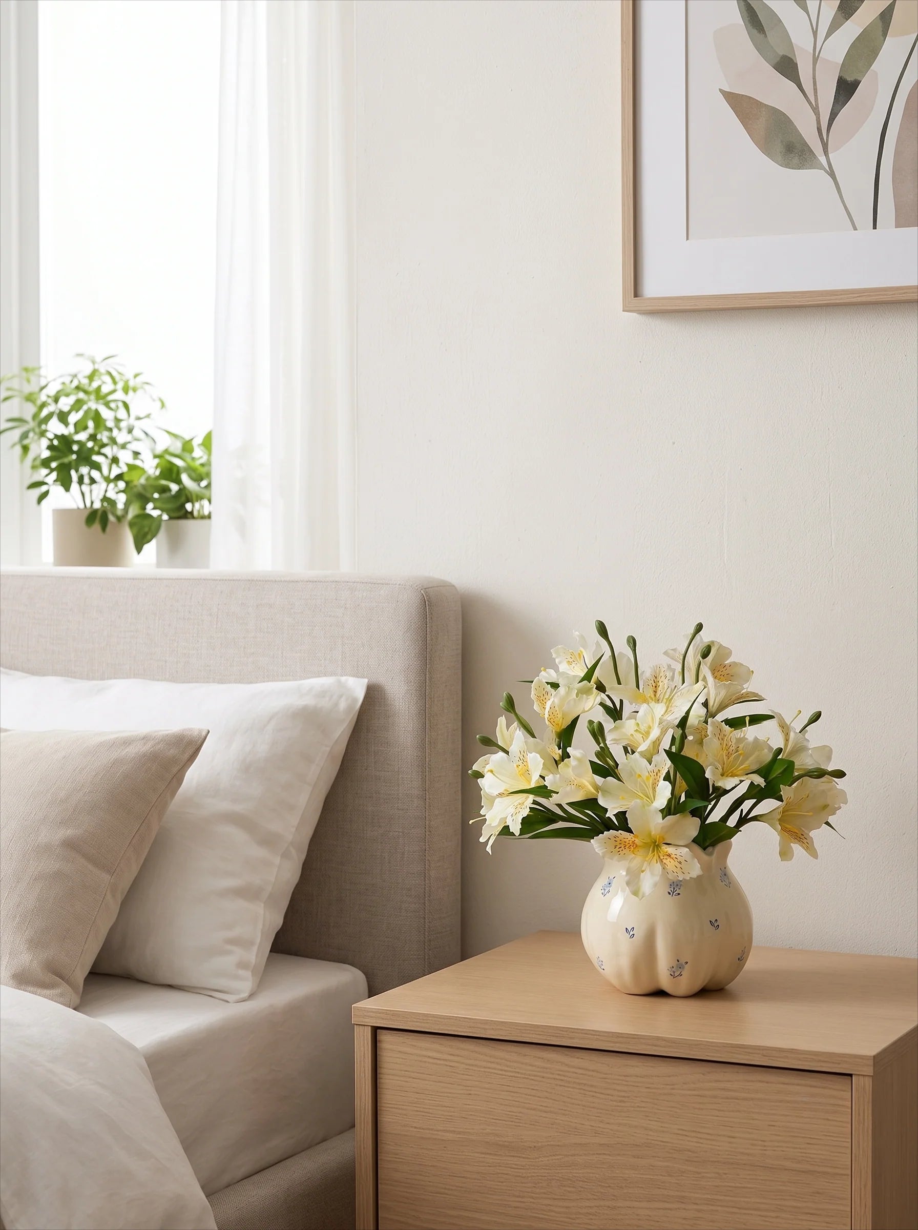 Luxe White Lily of the Incas Ensemble Faux Floral Arrangement