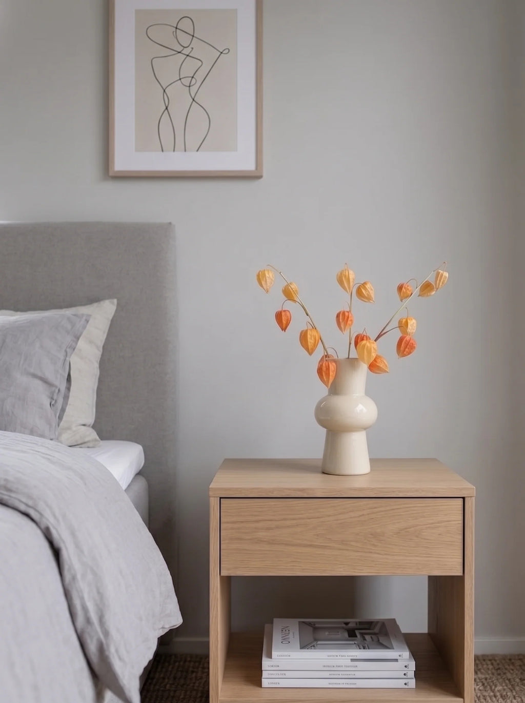 Konstgjord physalisblomarrangemang - Ljus orange (3 stjälkar)