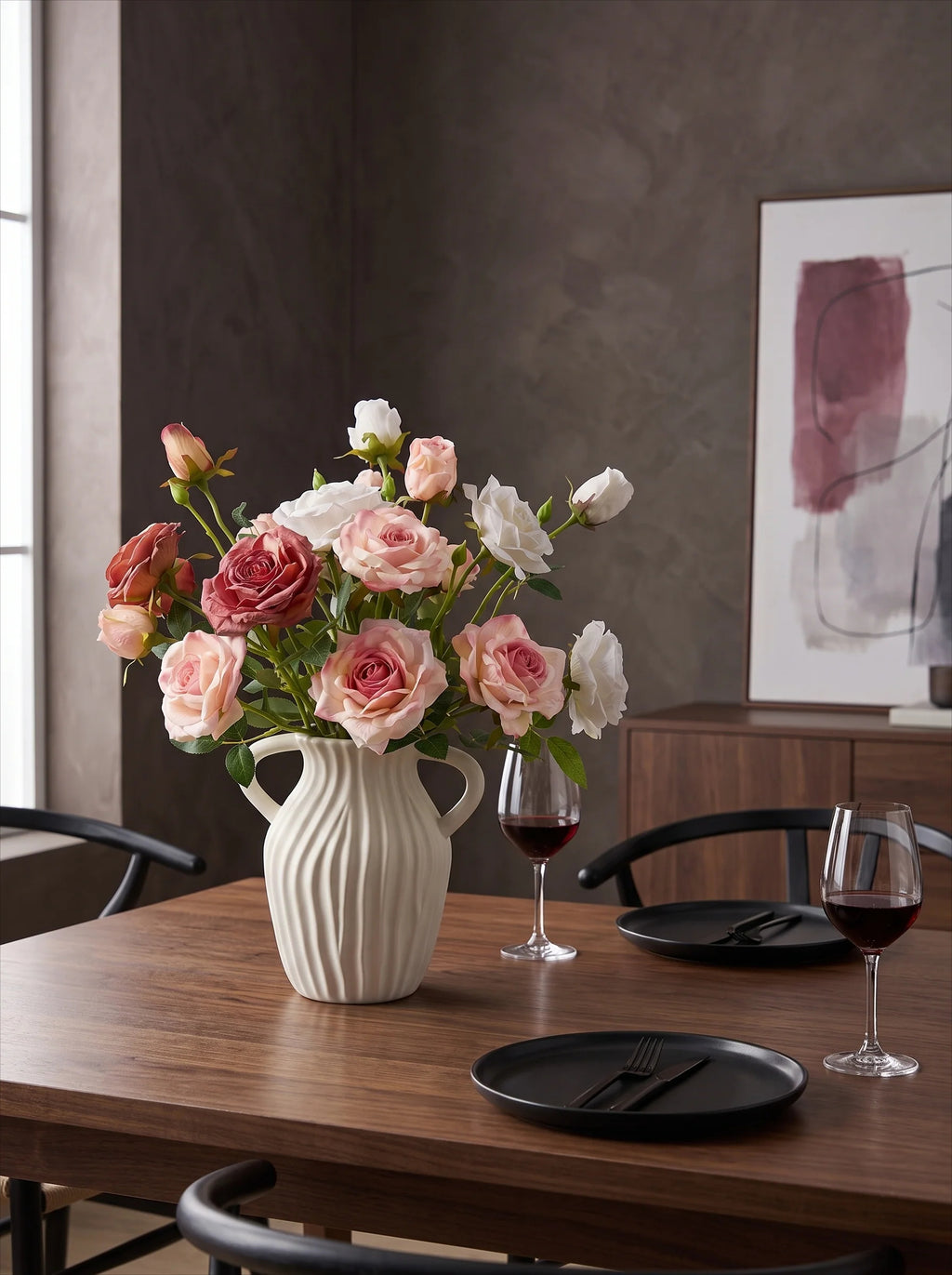 Blush Rose Symphony Artisan Faux Floral Arrangement