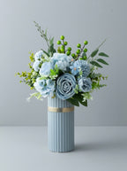 Nordic Soft Blue Rose Botanical Berry Faux Floral Arrangement