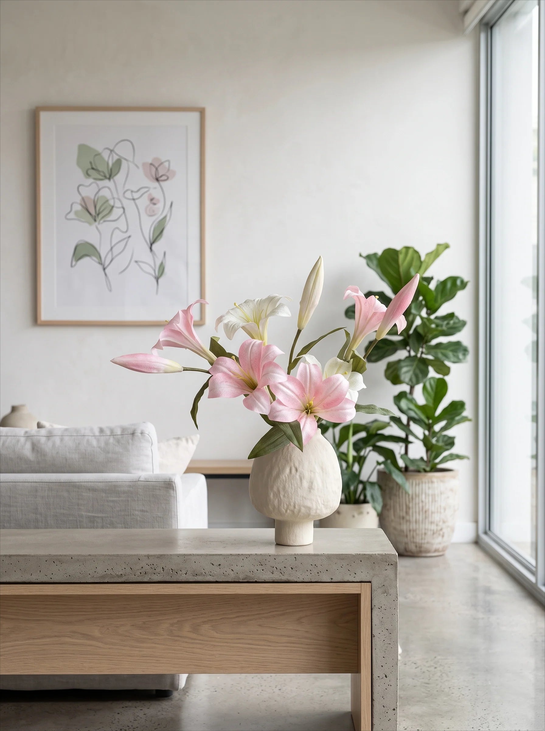 Ethereal Lily Bloom Faux Floral Arrangement