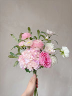 Blush Woodland Rose & Hydrangea Faux Floral Arrangement