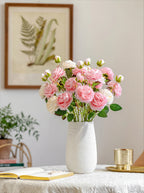 Elegant Blush Pink & Cream English Rose Artificial Floral Arrangement with Luxe Realism