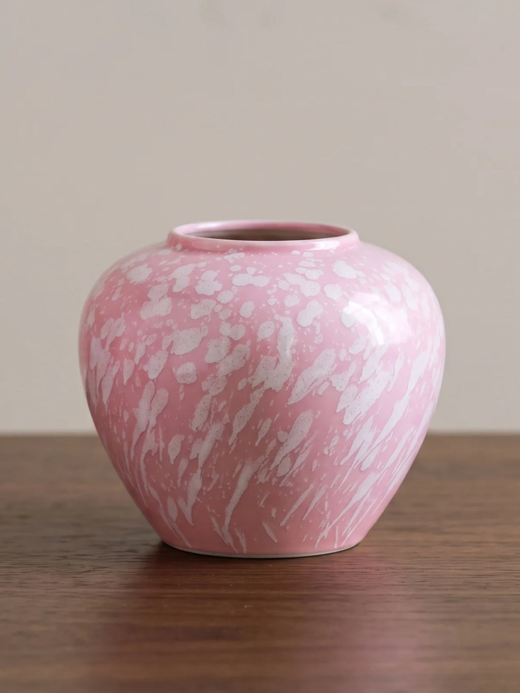 Artisan Soft-Pink Splashed Glaze Porcelain Vase