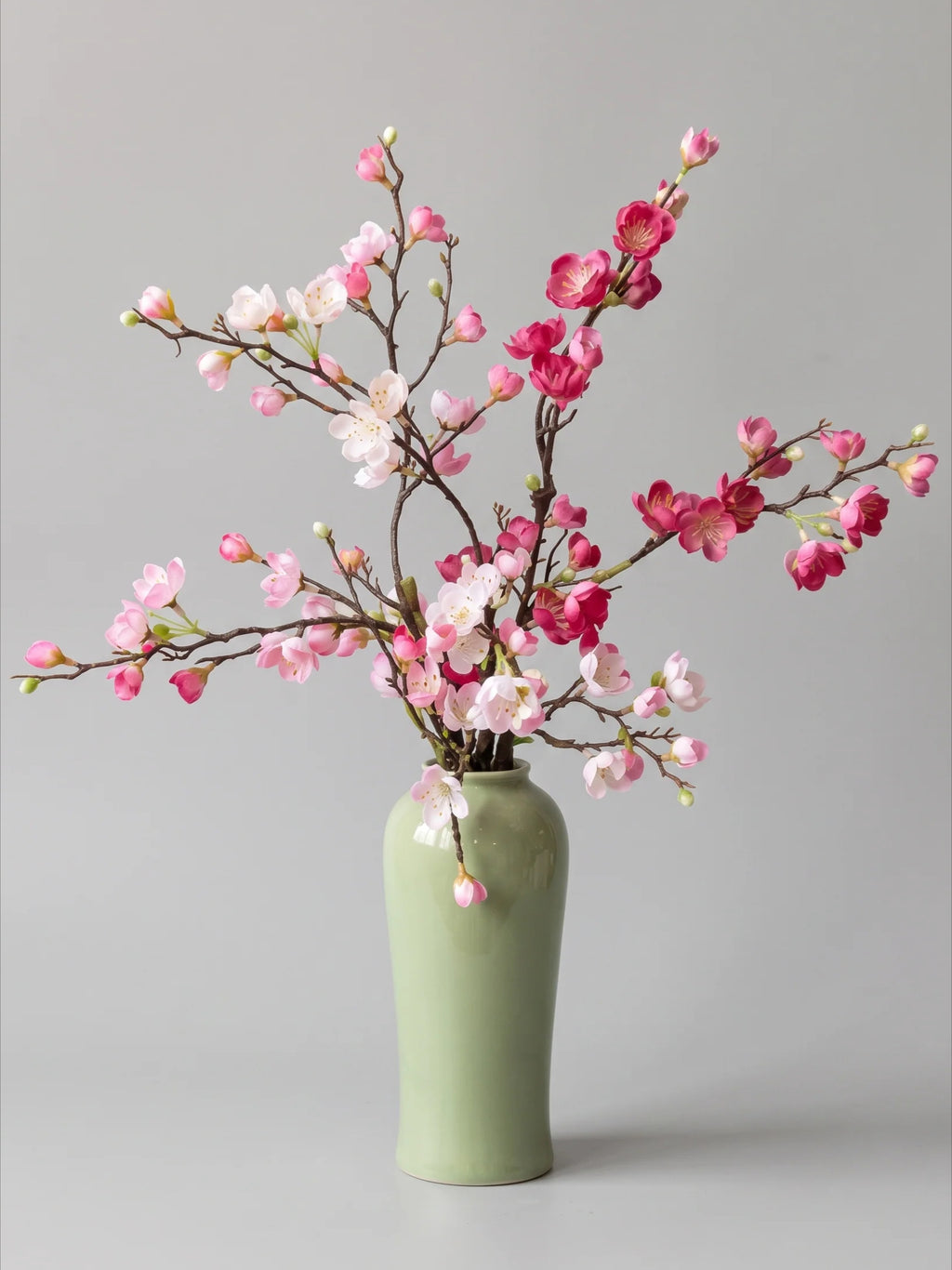 Elegant Zen Asian Plum Blossom Branch Artificial Floral Arrangement