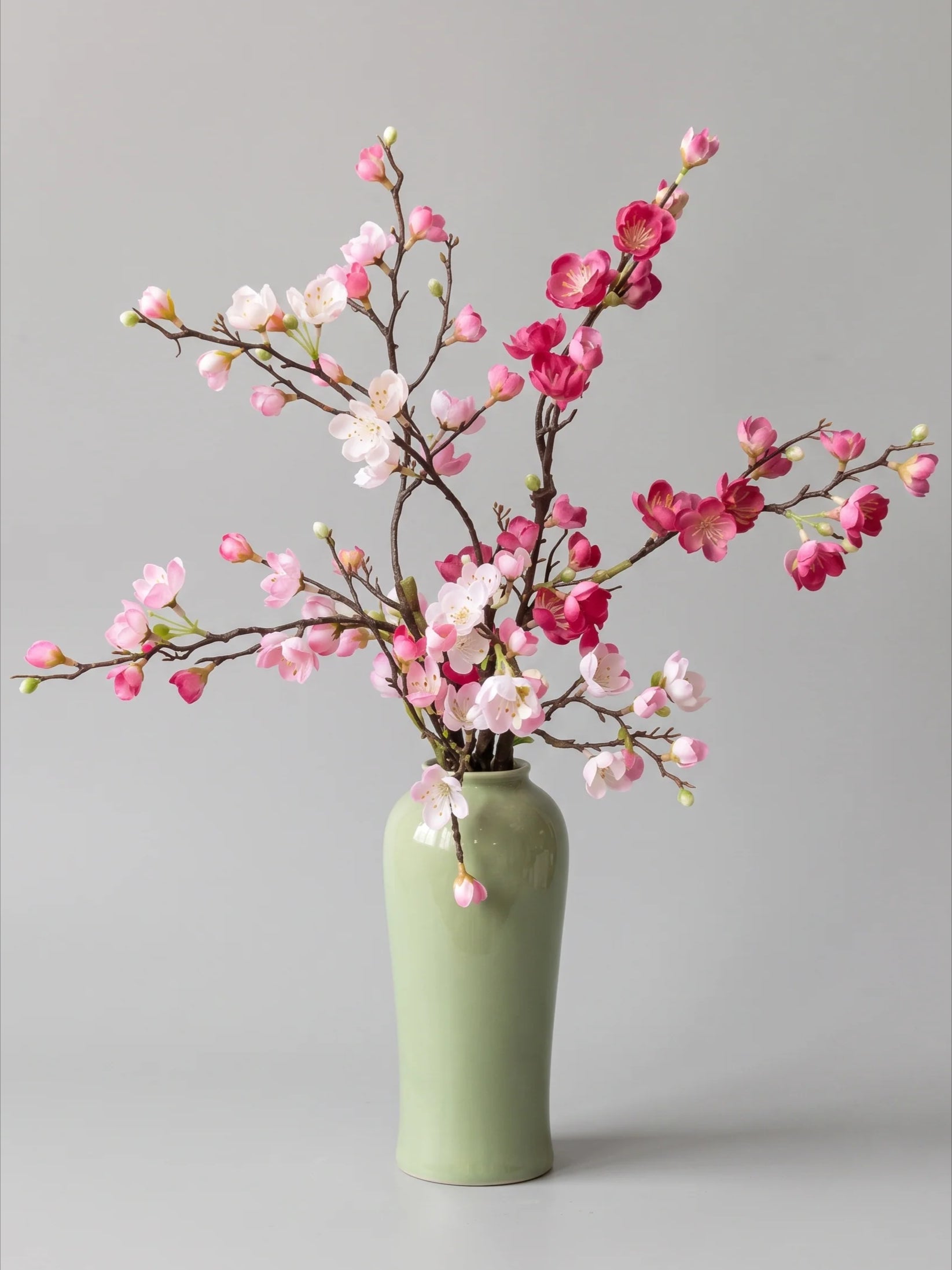 Elegant Zen Asian Plum Blossom Branch Artificial Floral Arrangement