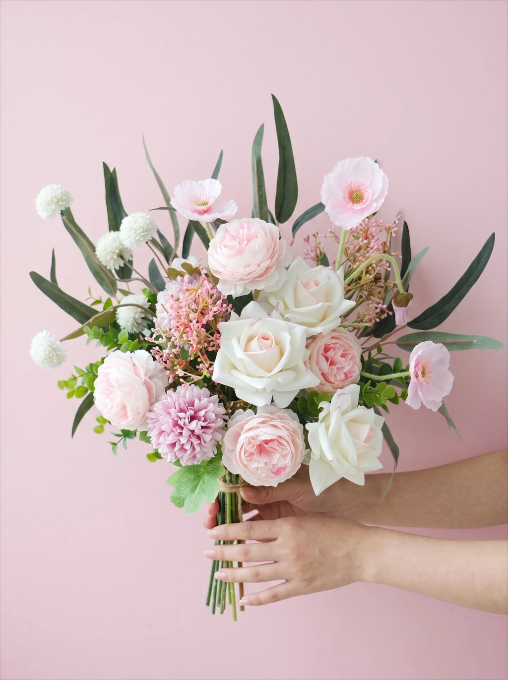 Ethereal Pastel Peony Rose Bloom Artificial Floral Arrangement