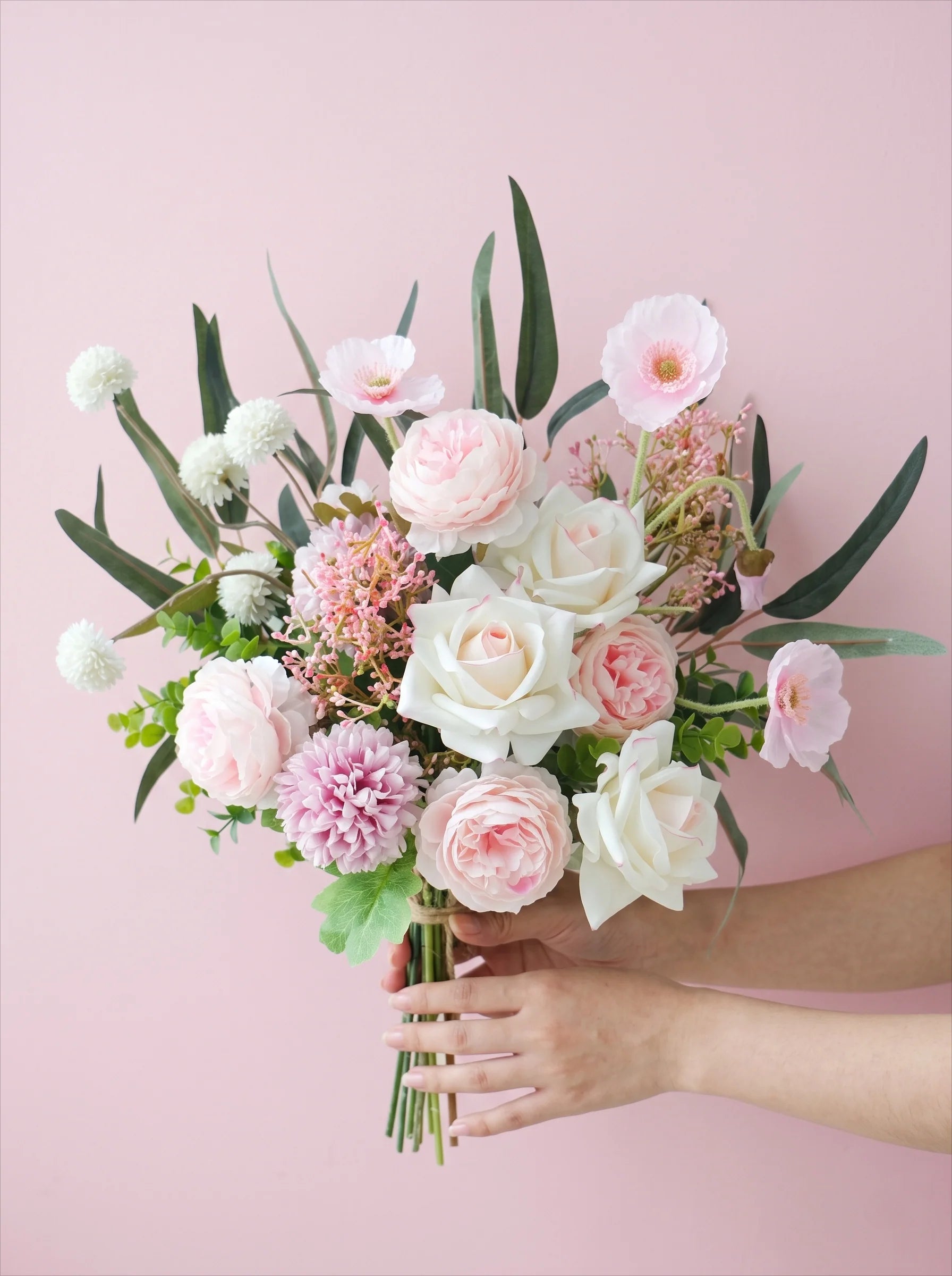 Ethereal Pastel Peony Rose Bloom Artificial Floral Arrangement