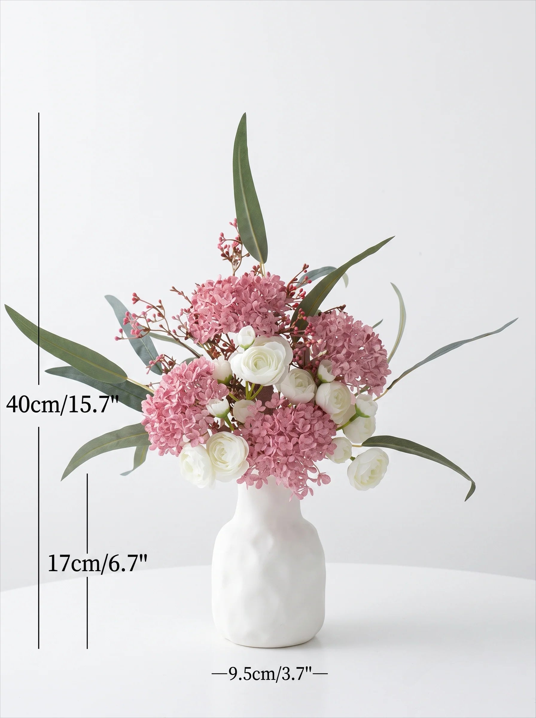 French Romantic Pink Hydrangea & Camellia Artificial Floral Arrangement