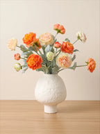 Ethereal Apricot Ranunculus Entryway Faux Floral Arrangement