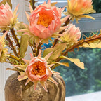 Apricot Protea Crown Faux Floral Arrangement