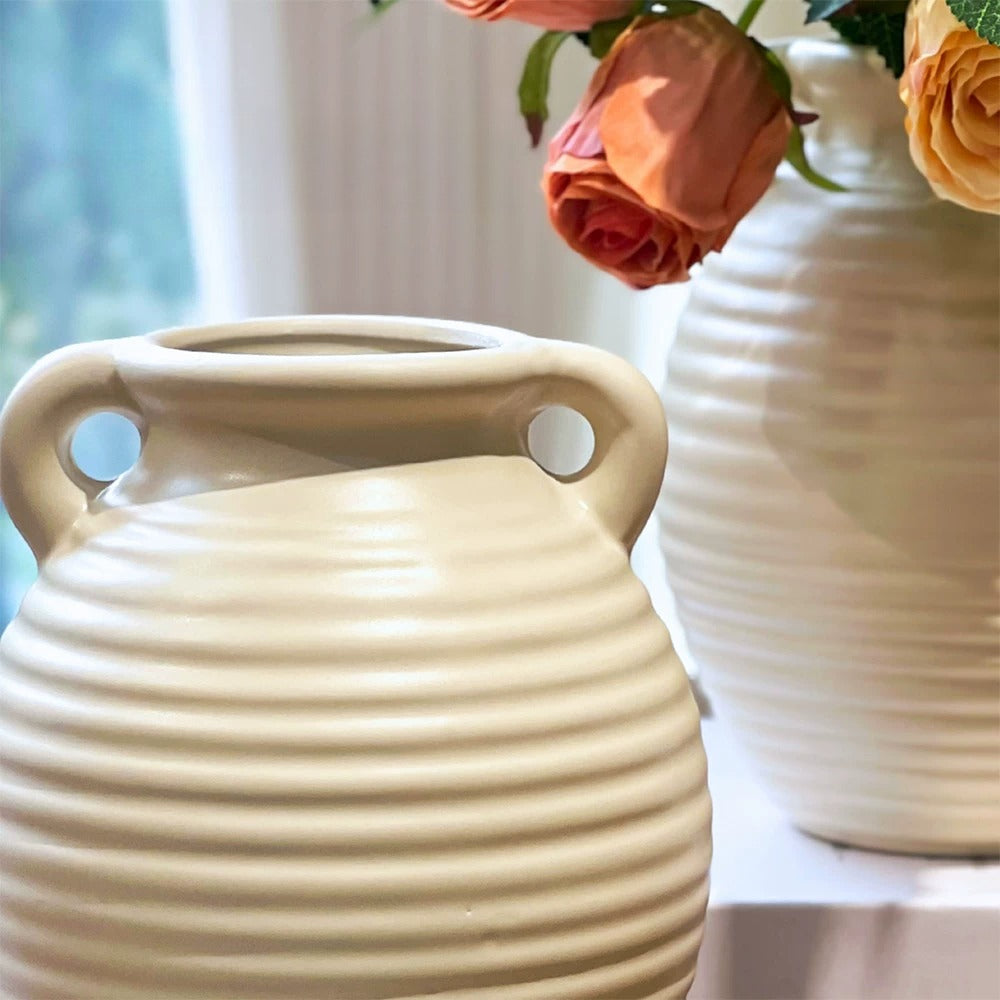 Creamy Ripple Texture Duo Ear Vase