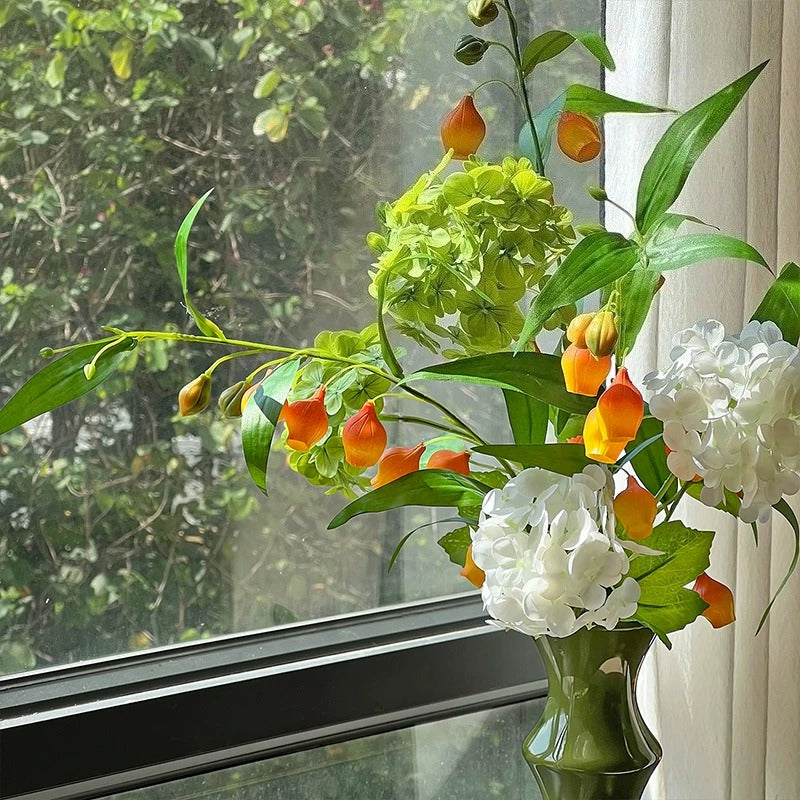 Serene Chinoiserie Sandersonia Lily Elegant Artificial Floral Arrangement