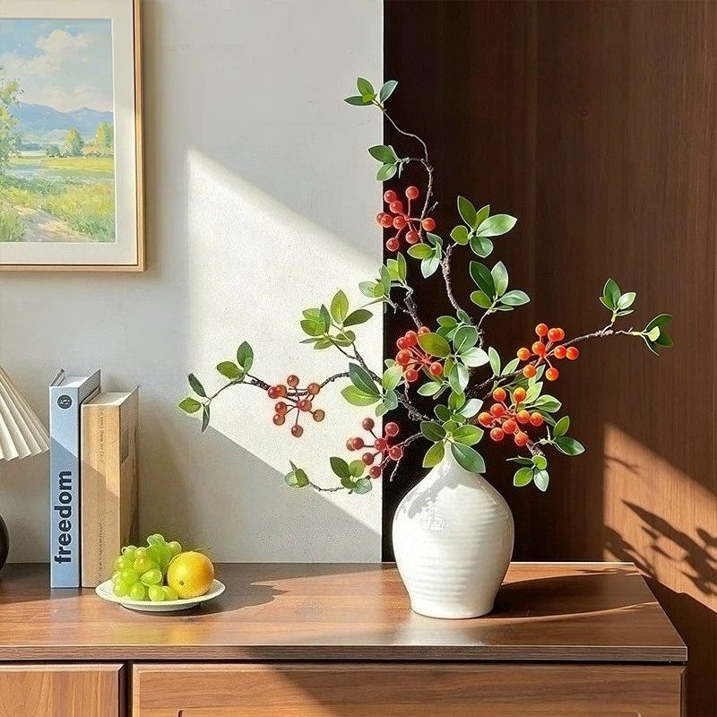 Elegant Zen Crabapple Berry Artificial Floral Arrangement