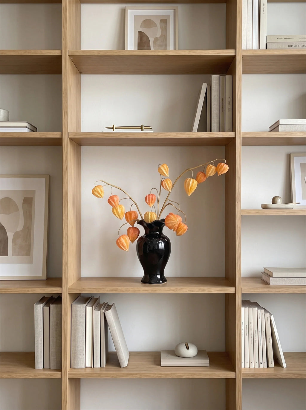 Faux Physalis Flower Arrangement - Light Orange (3 Stems)