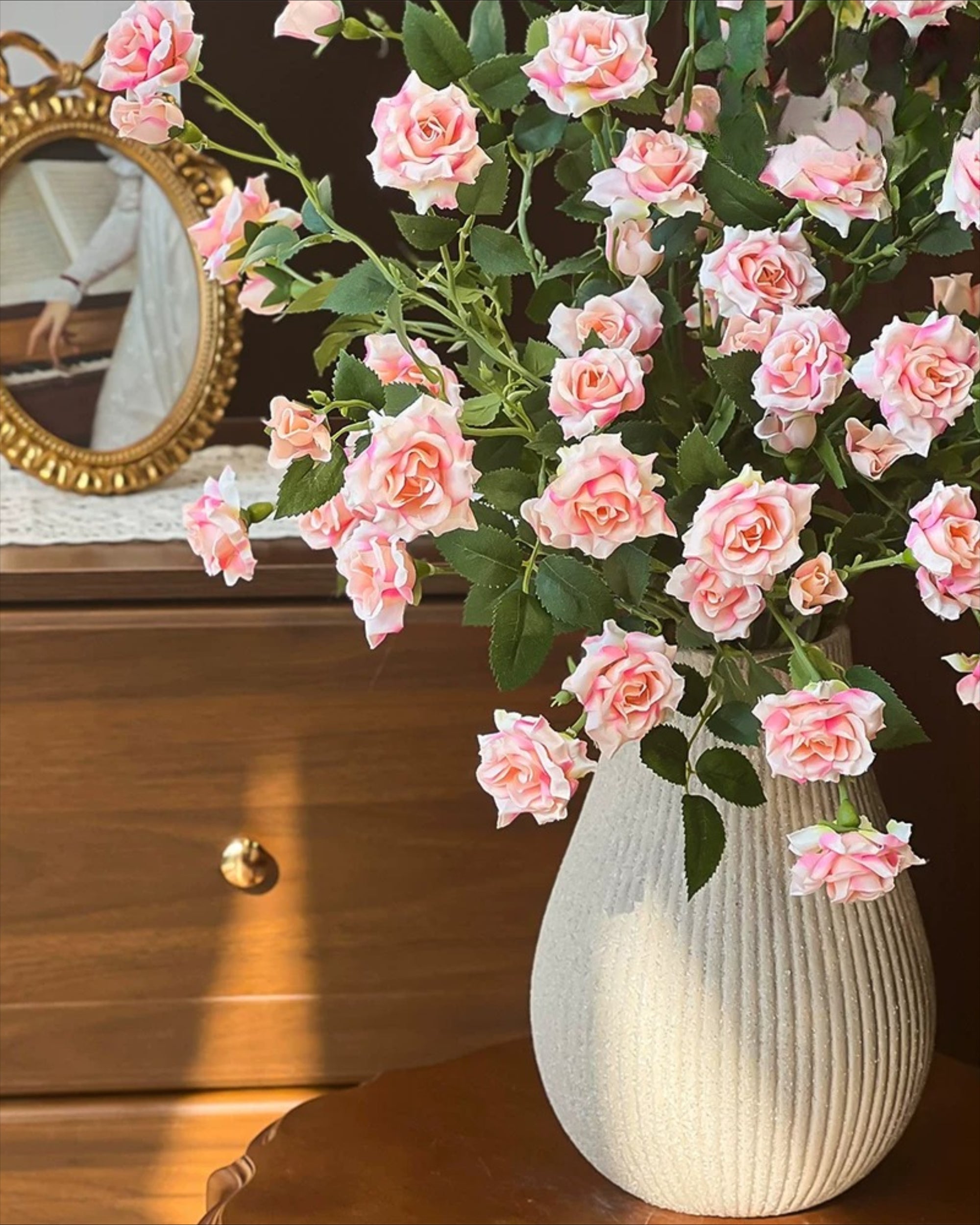 Blush Bubble Rose Faux Floral Arrangement