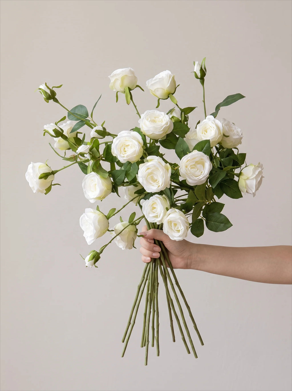 Luxurious Romantic White Starry Rose Faux Floral Arrangement