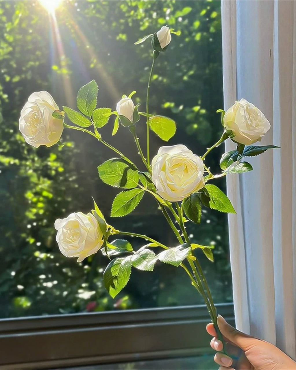Luxe Witte Sprayroos Faux Bloemstuk