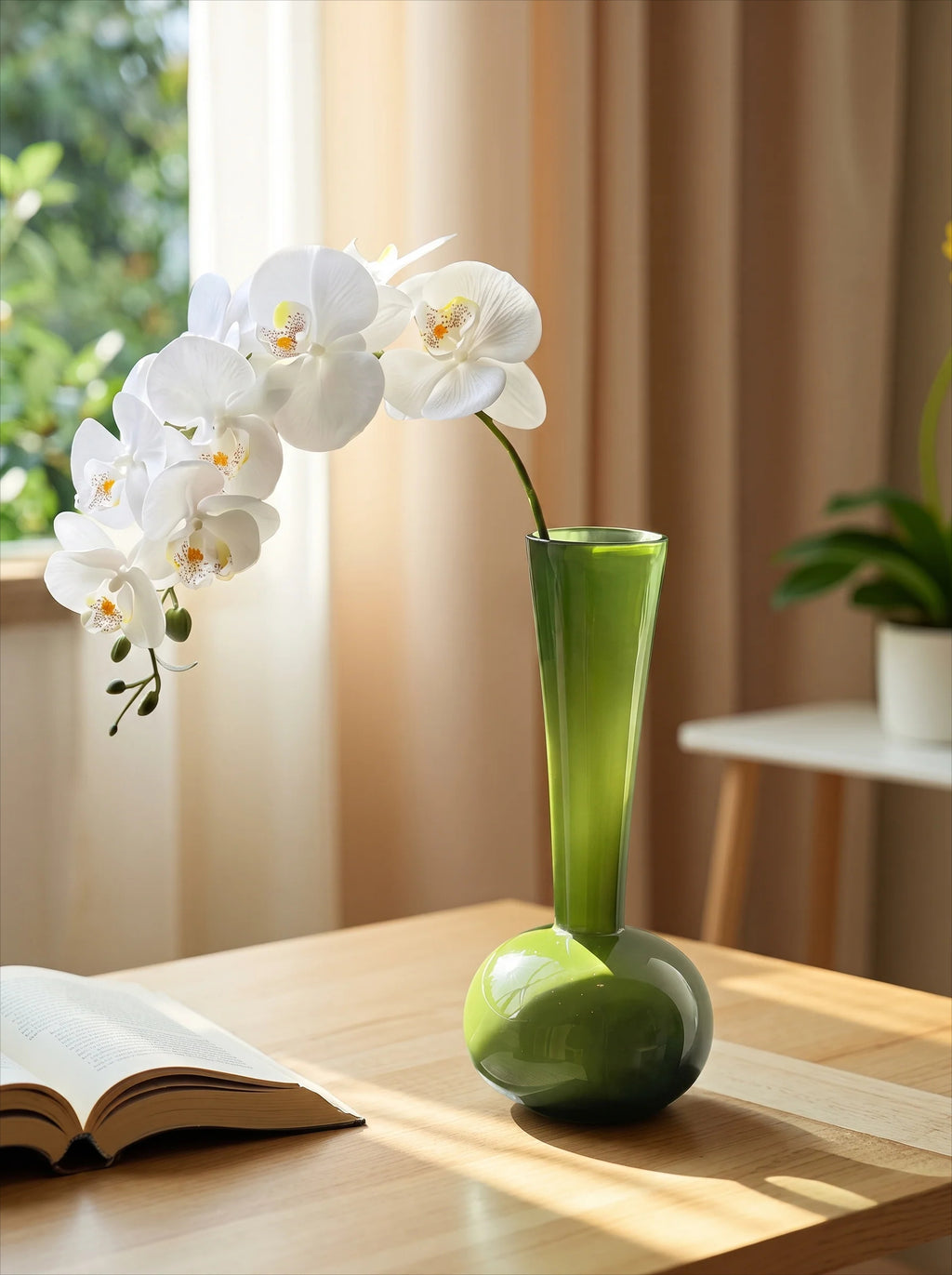 Elegante Witte Phalaenopsis Kunstorchidee Stengel