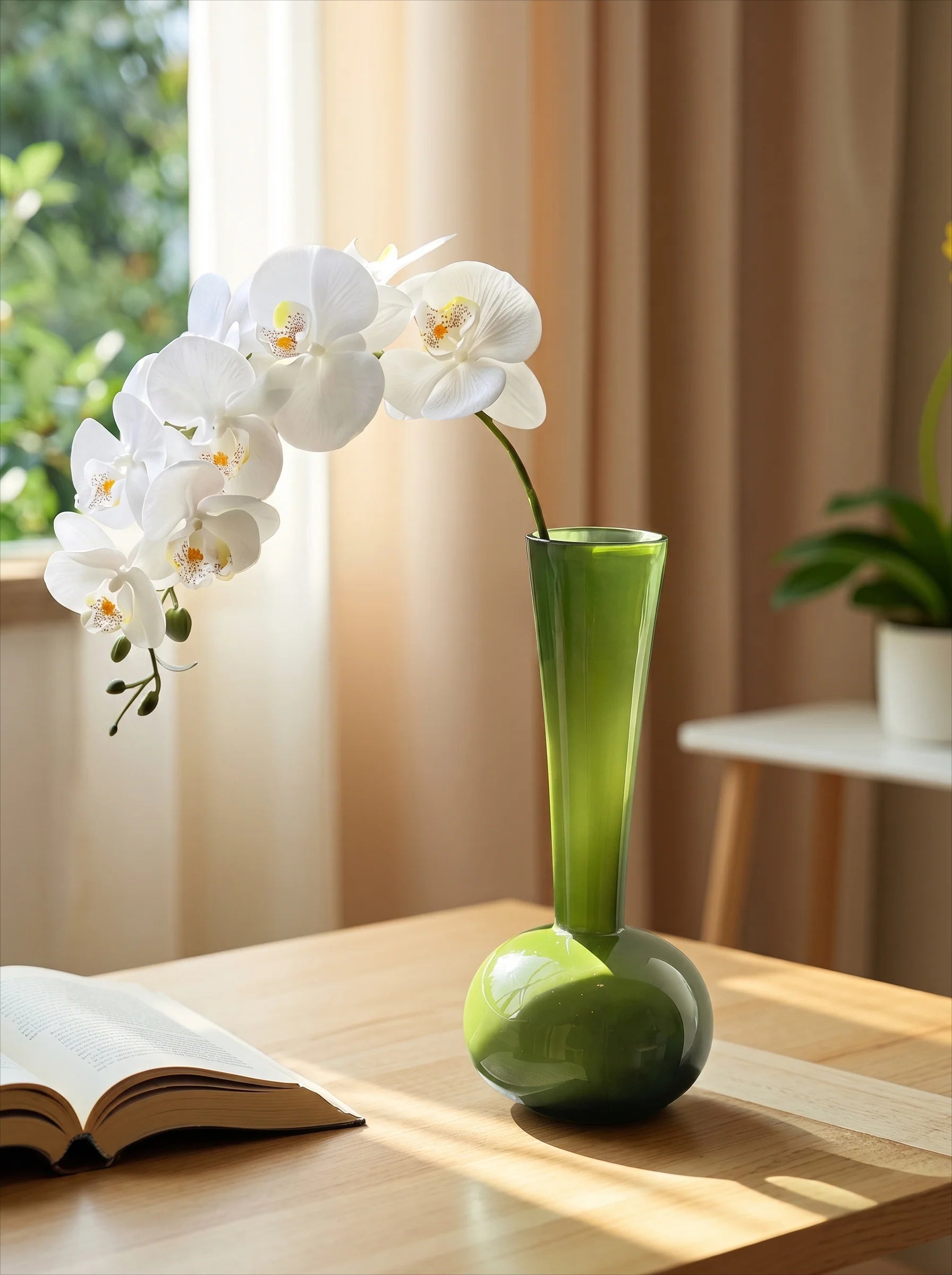 Elegant White Phalaenopsis Faux Orchid Stem