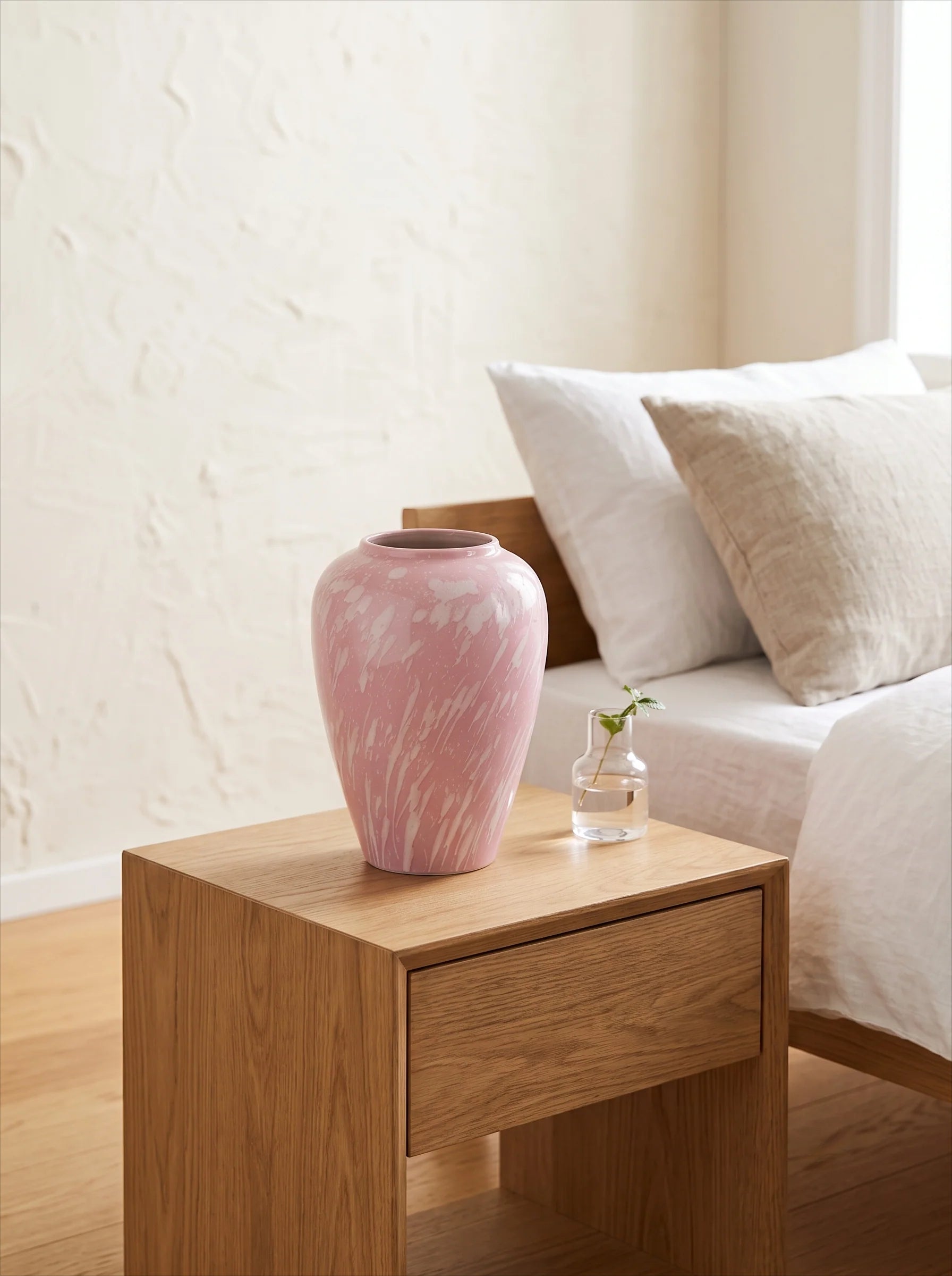 Artisan Soft-Pink Splashed Glaze Porcelain Vase