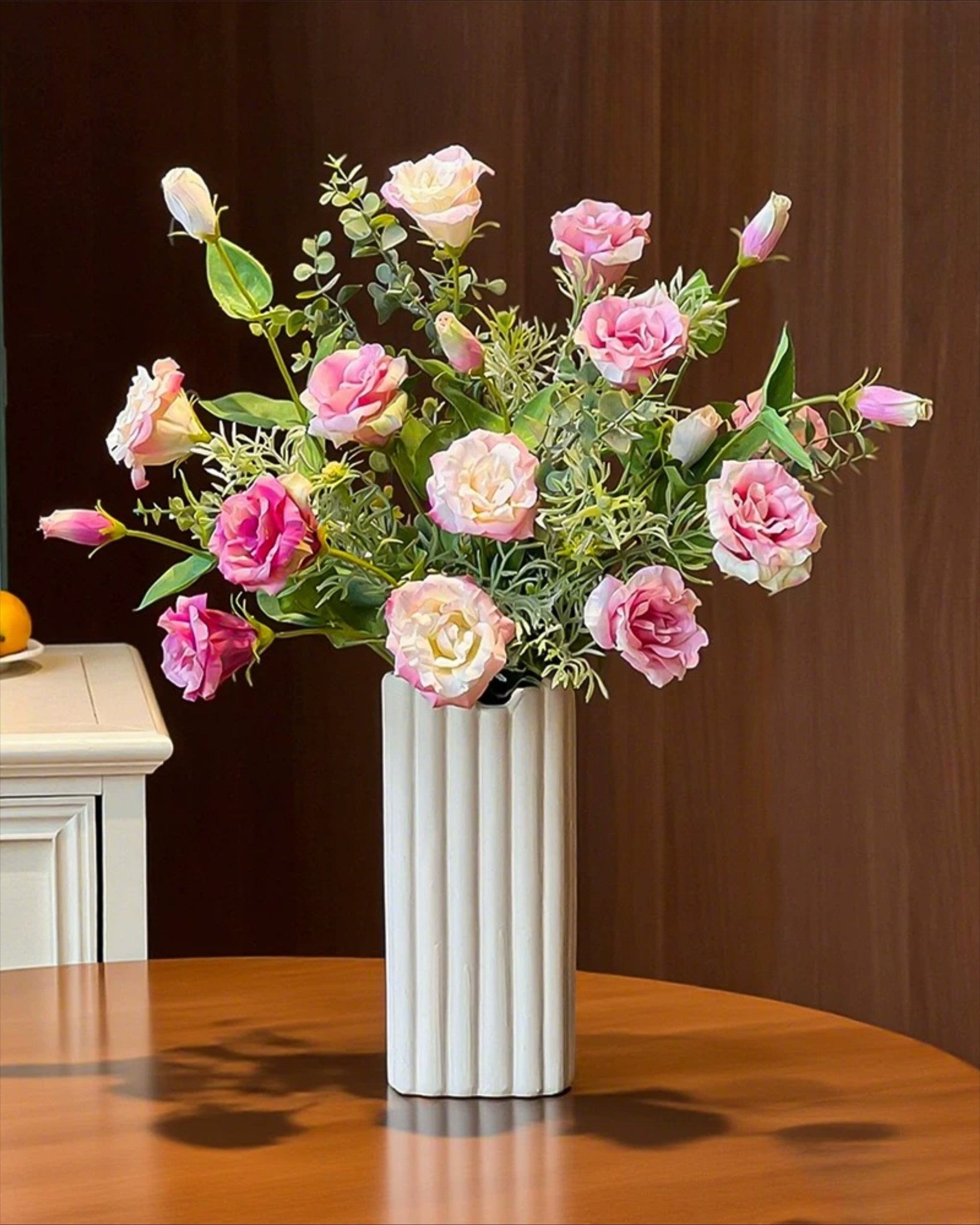 Arrangement floral artificiel Lisianthus Rose Doux