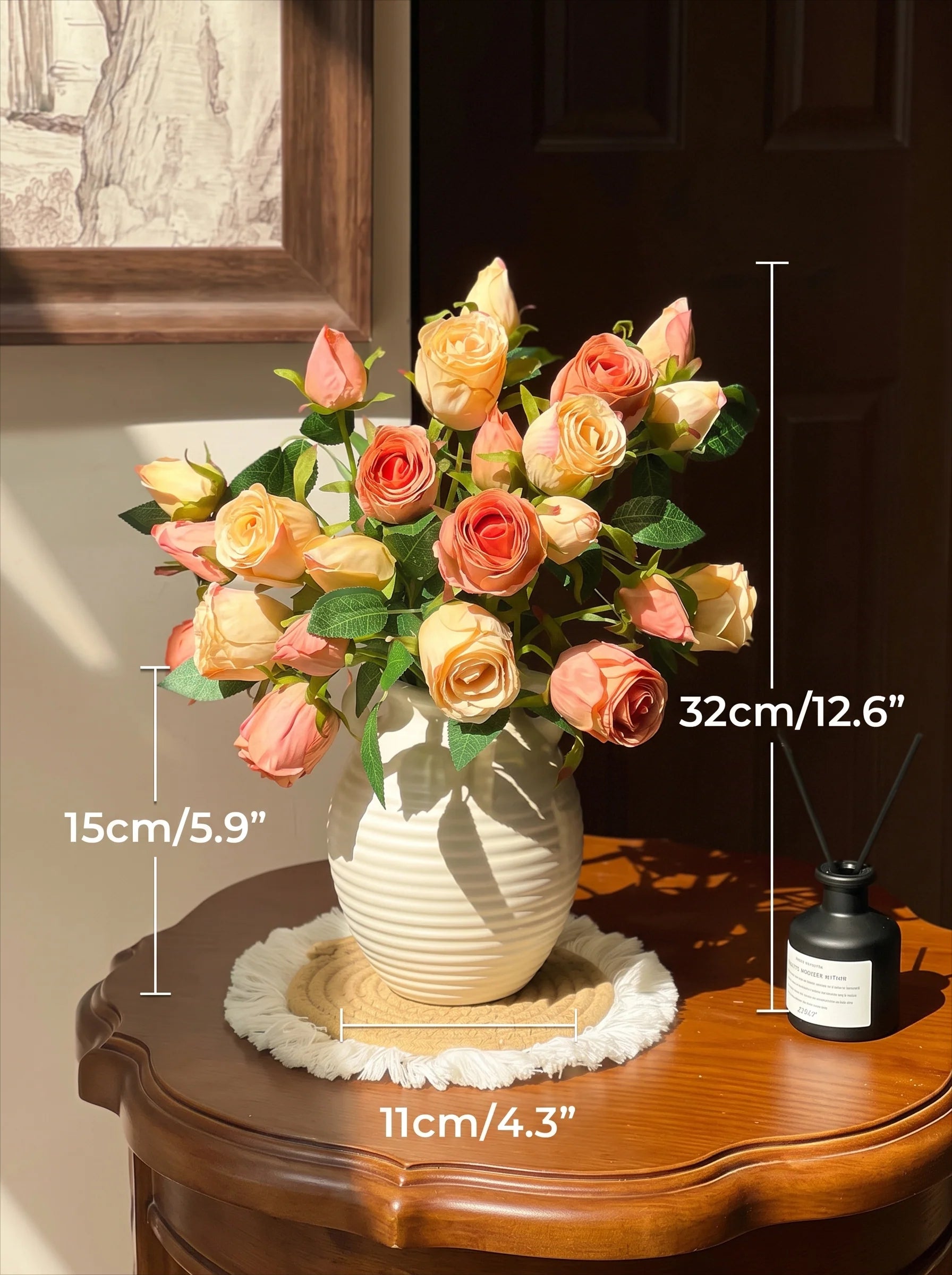 Vintage Oil-Paint Rose Elegance Faux Floral Arrangement