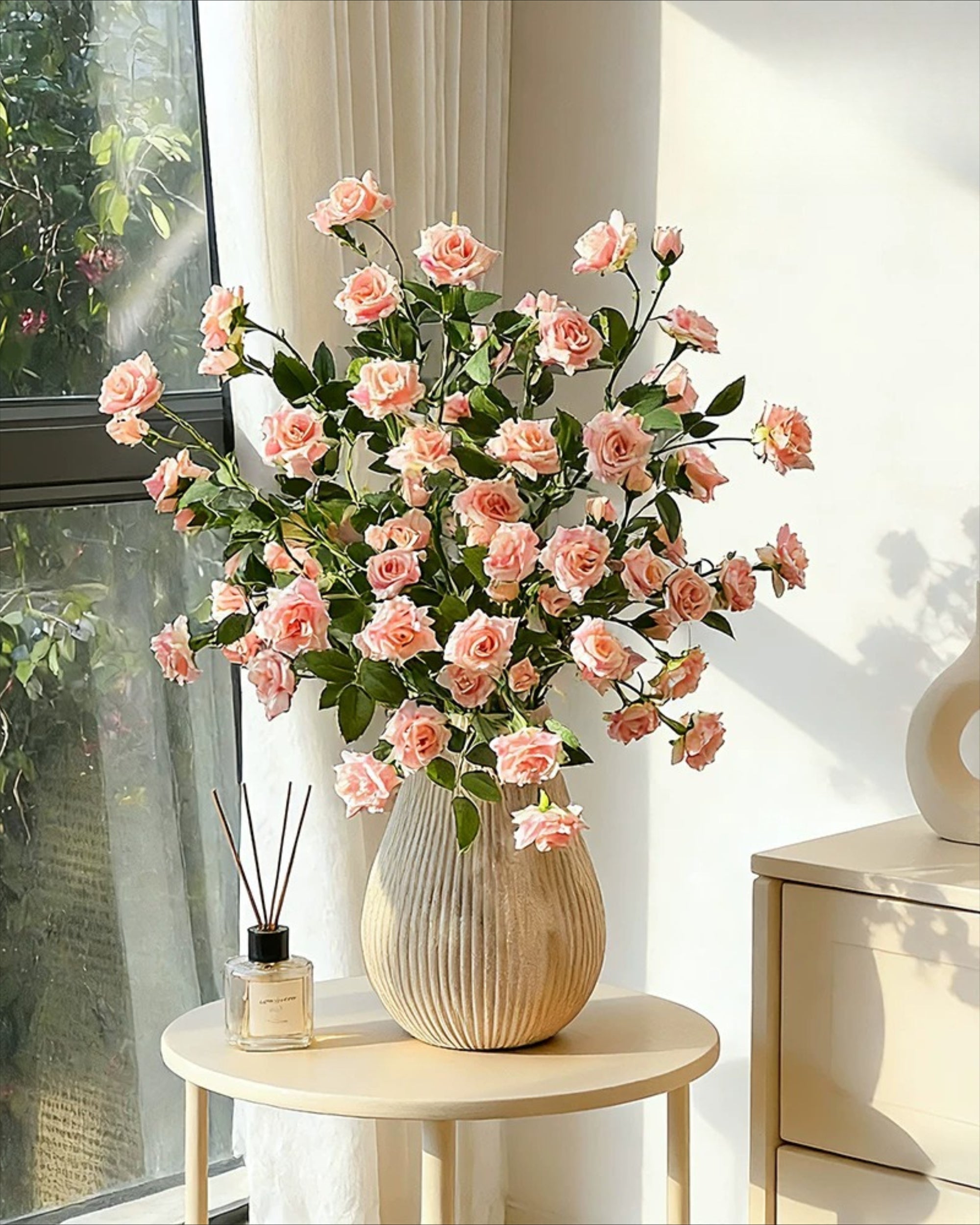 Blush Bubble Rose Faux Floral Arrangement