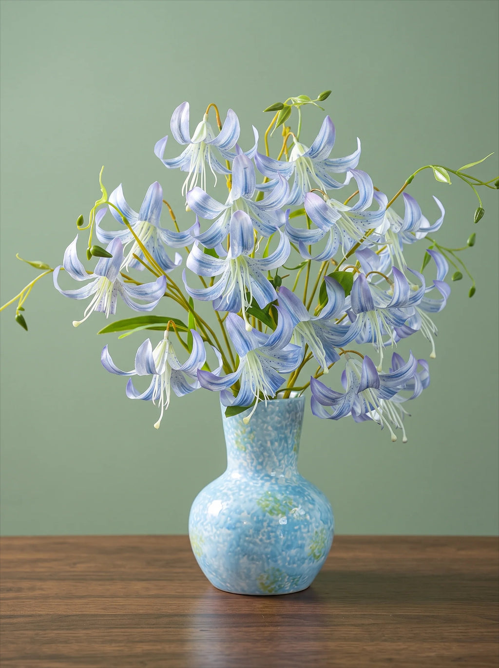 Nordic Sky Blue Lily Artisan Faux Floral Arrangement