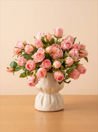 Blush Burned Edge Rose Bouquet Faux Floral Arrangement