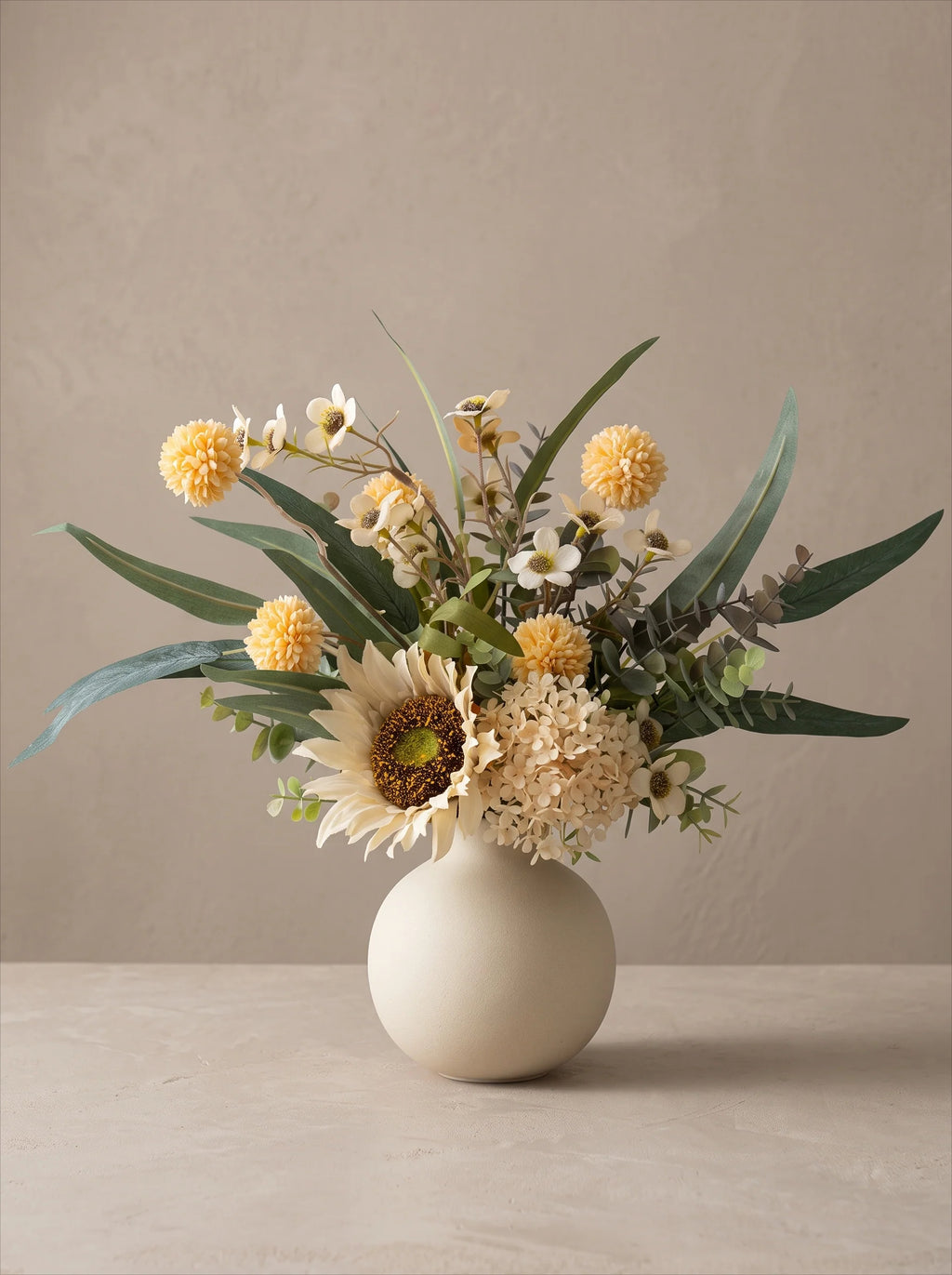 Rustic Charm Artificial Floral Arrangement - Creamy Hues
