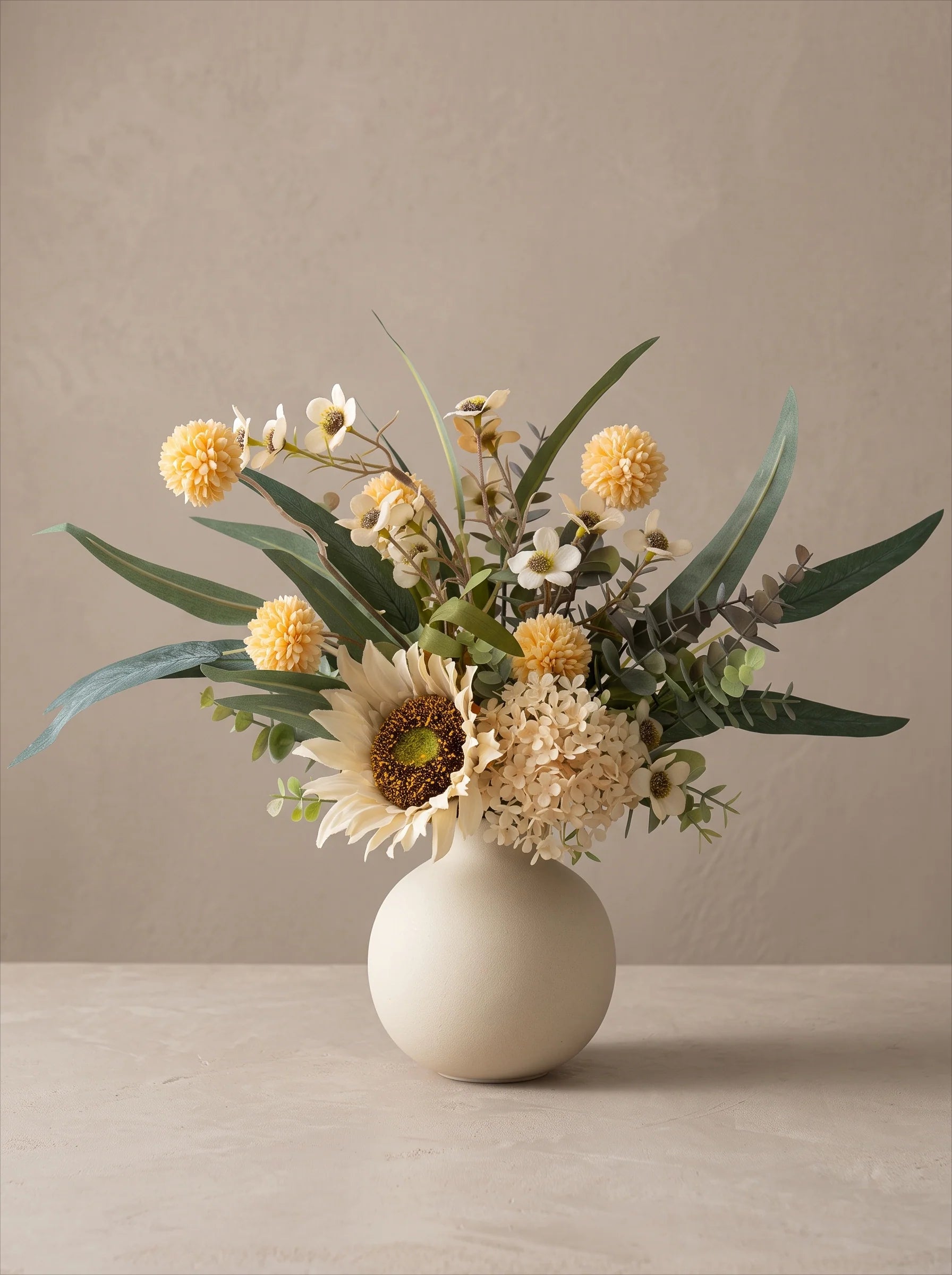 Rustic Charm Artificial Floral Arrangement - Creamy Hues
