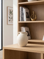 Cremefarbene Duo-Vase mit Wellenstruktur