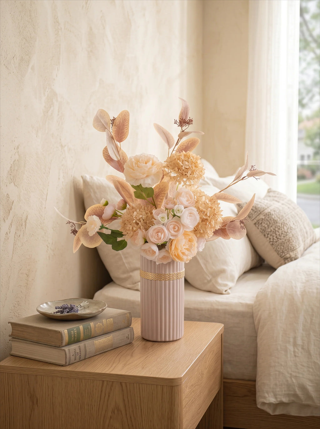 Champagne rosa pion konstblommig arrangemang