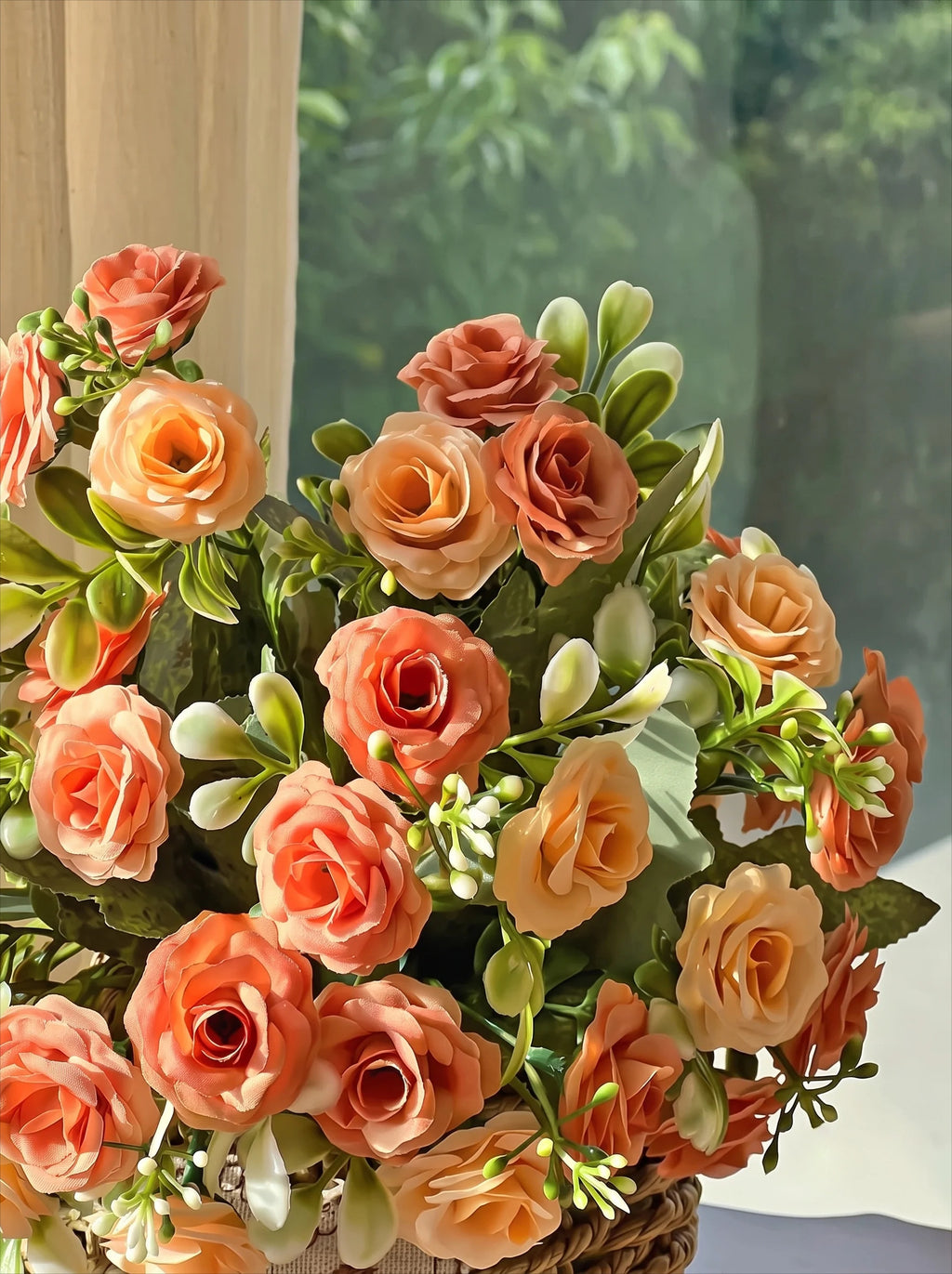 Terracotta Austin Rose Basket Faux Floral Arrangement