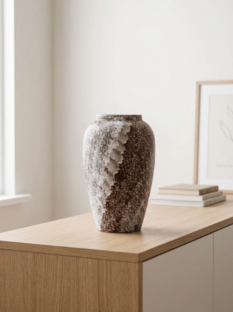 Rustic Distressed Frosted Stoneware Vase
