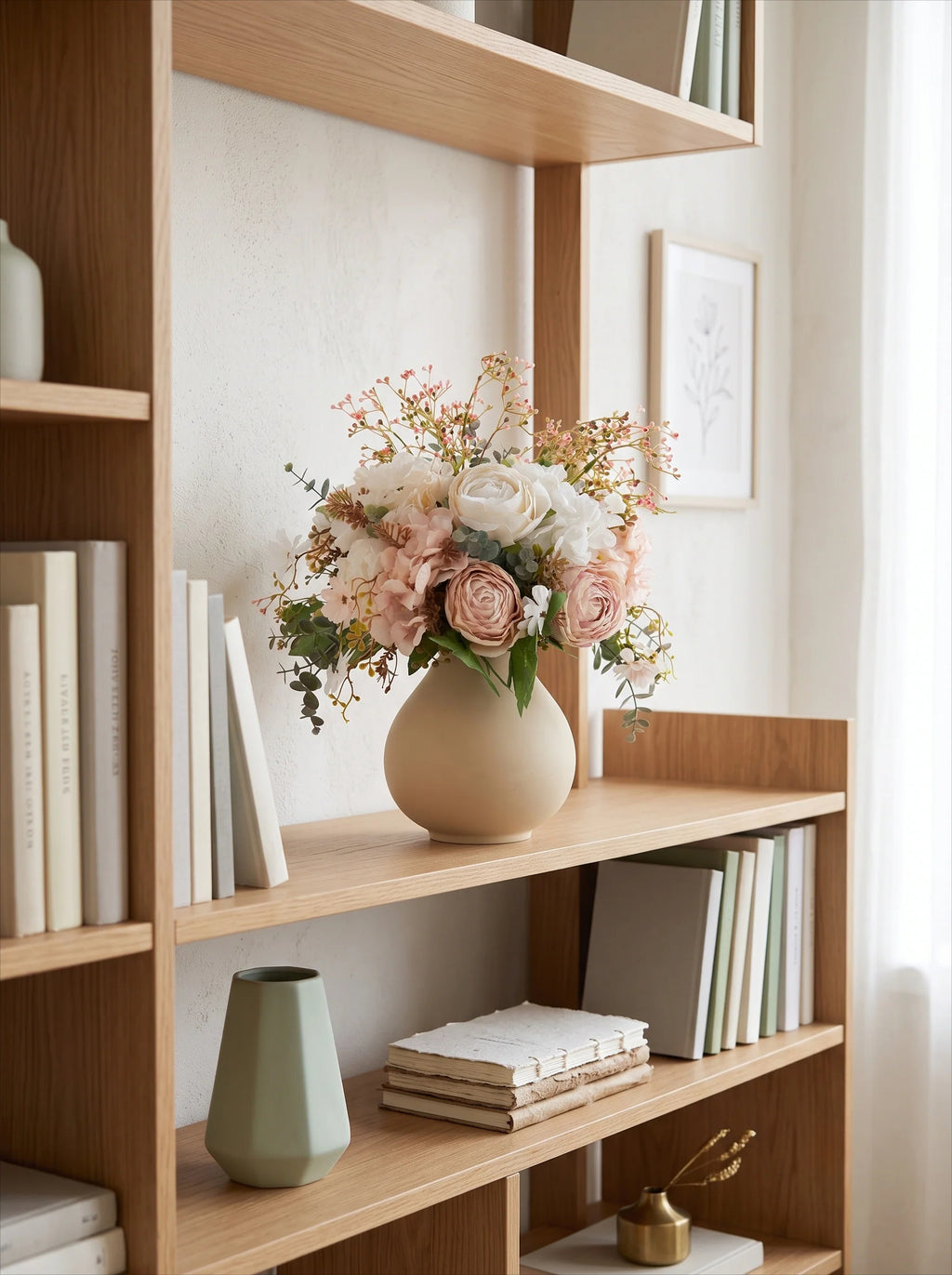 Luxury Vintage Blush Ranunculus & Rose Artificial Floral Arrangement
