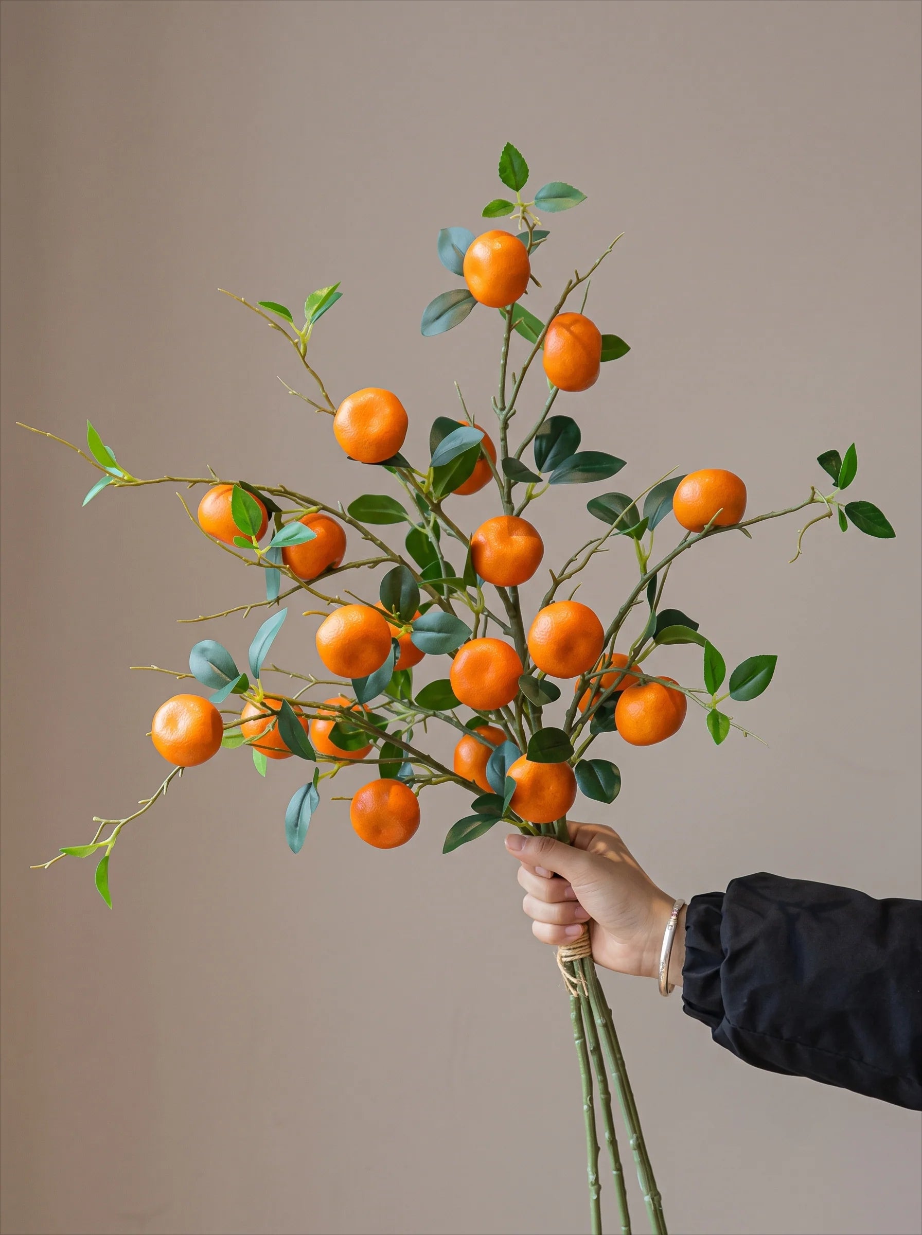 Premium Faux Mandarin Orange Stems Elegant Artificial Floral Arrangement