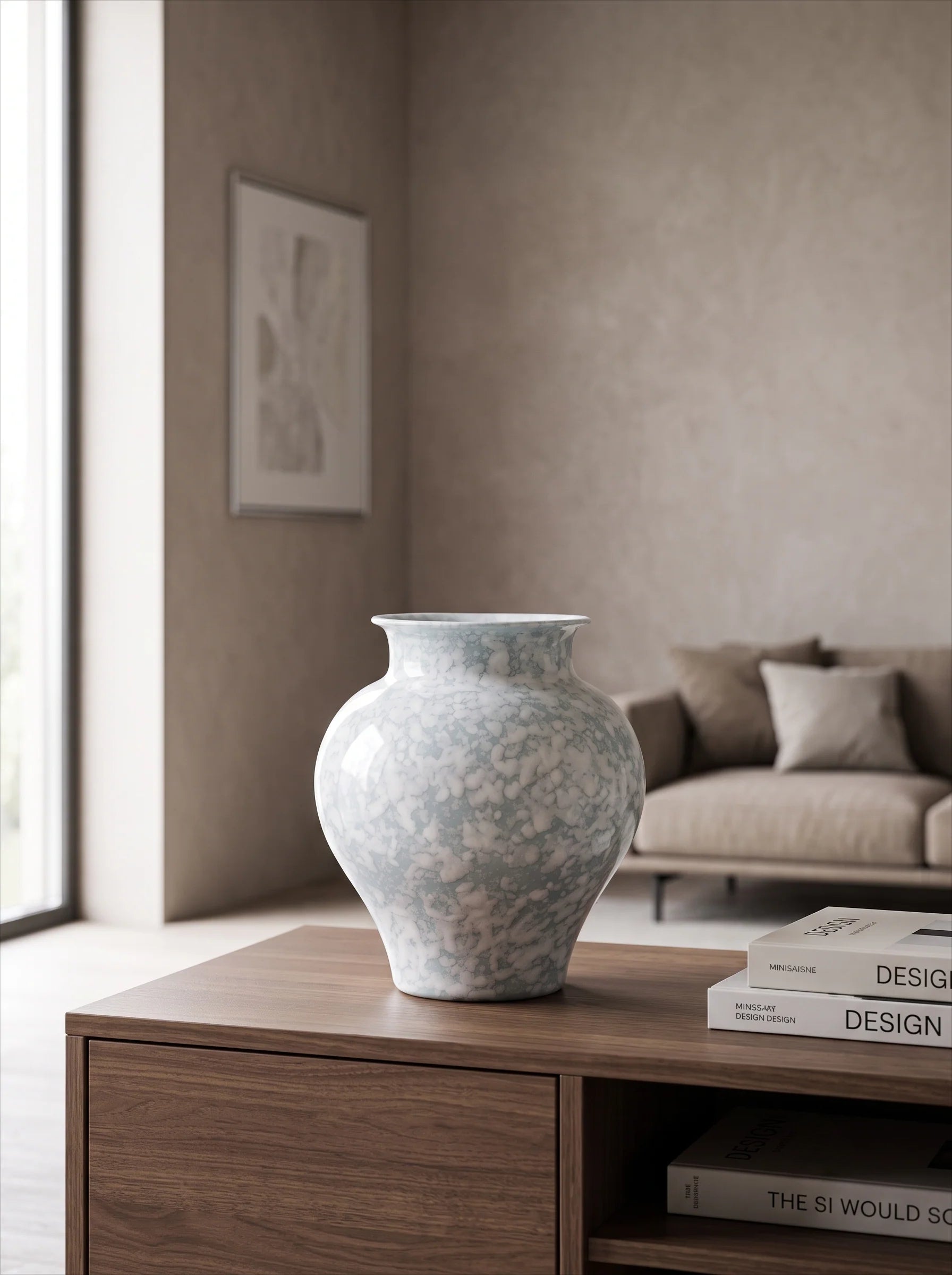 Modern Ice Blue Snowflake Glaze Ceramic Vase