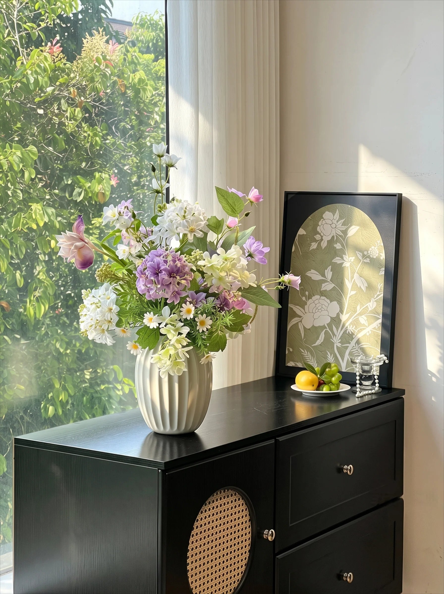 Romantic Purple and White Meadow Artificial Floral Arrangement