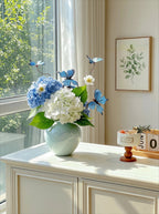 Dreamy Blue Butterfly Hydrangea Artificial Floral Arrangement