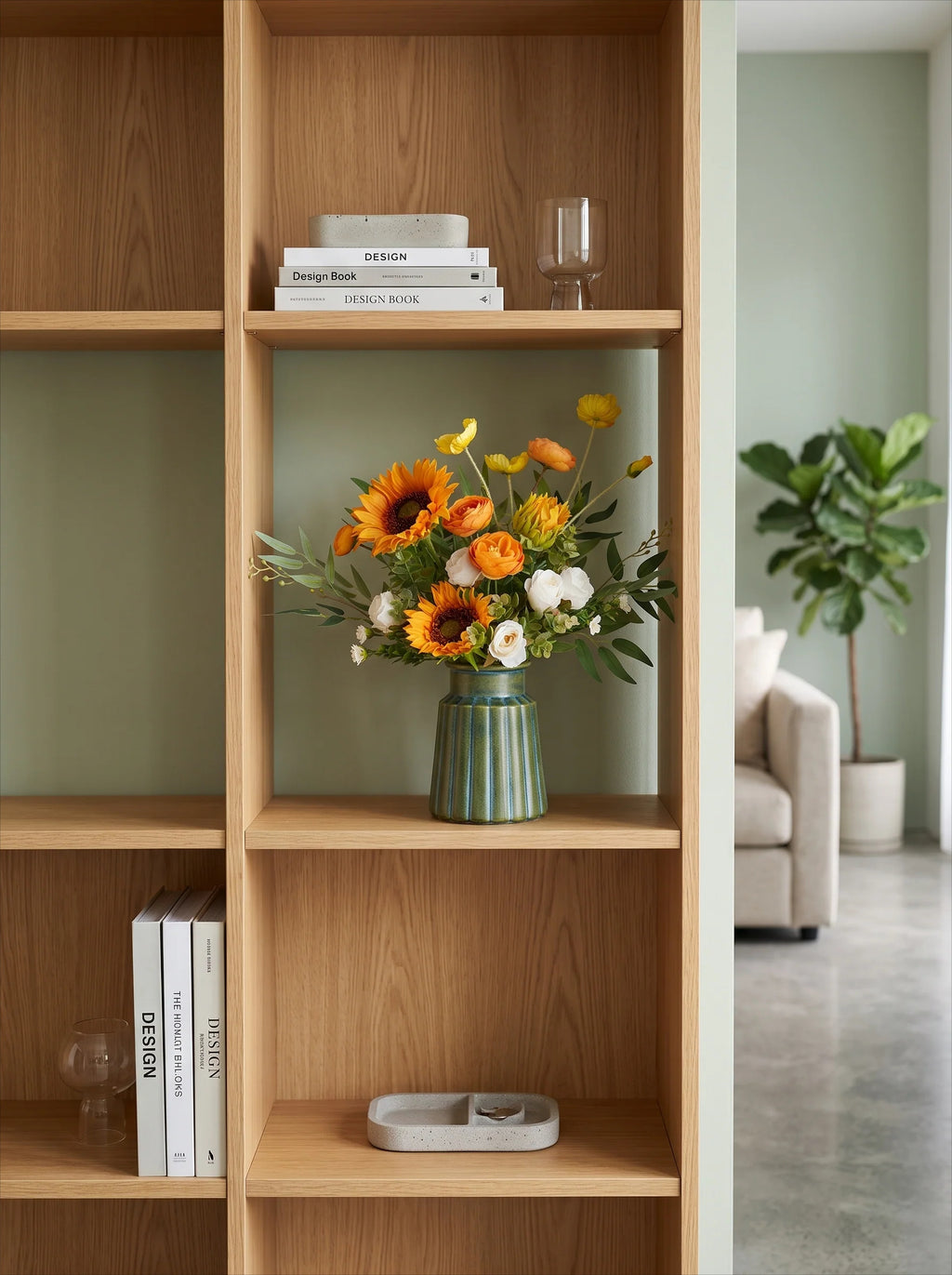 Golden Sunshine Sunflower & Ranunculus Artificial Floral Arrangement
