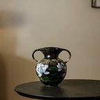 Hand-Painted White Lotus Two-Handled Vase