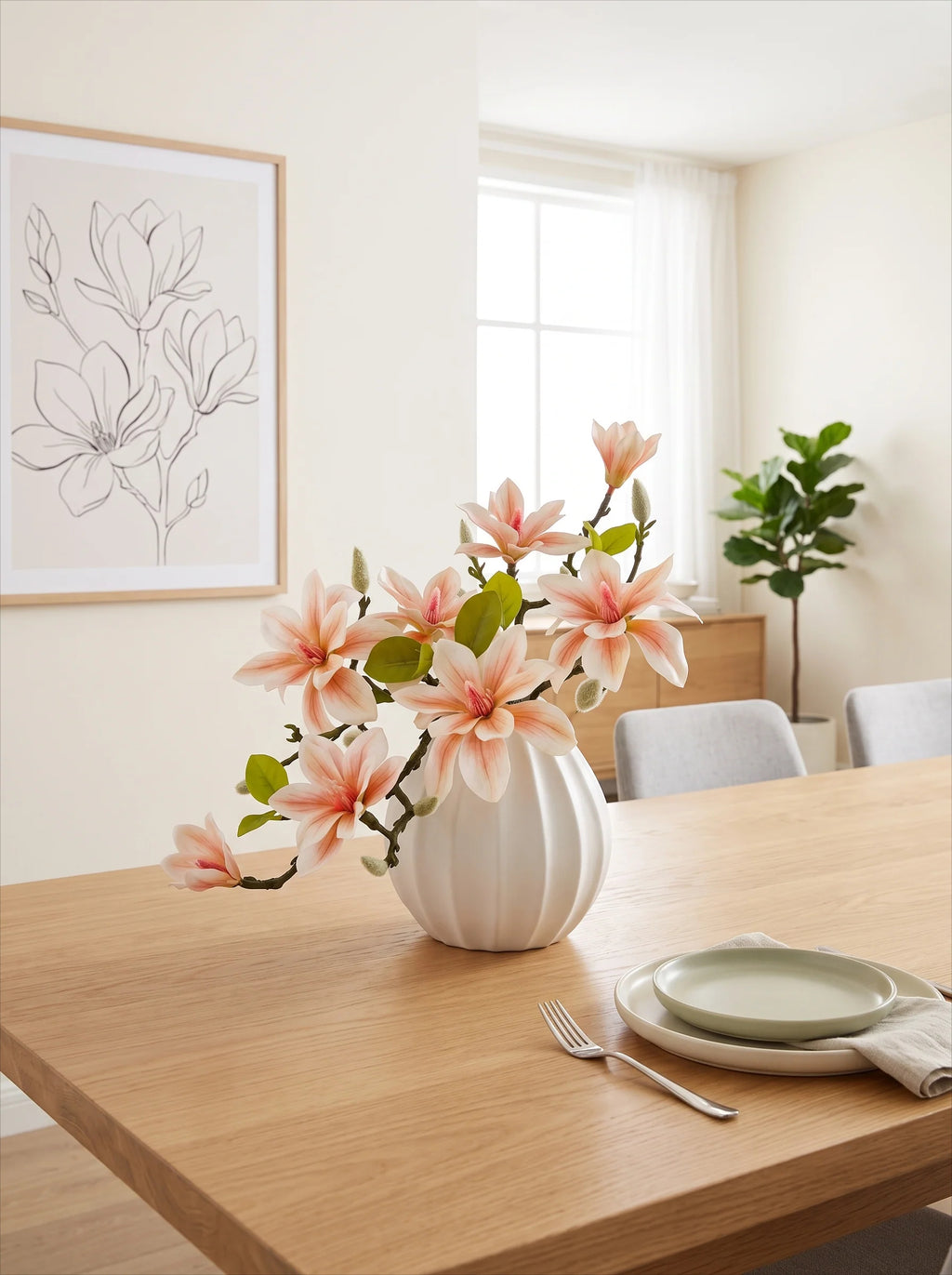 Luxe Ombré Magnolia Tabletop Faux Floral Arrangement