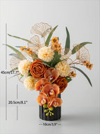 Luxury Mid-Century Amber Orchid Artificial Floral Arrangement