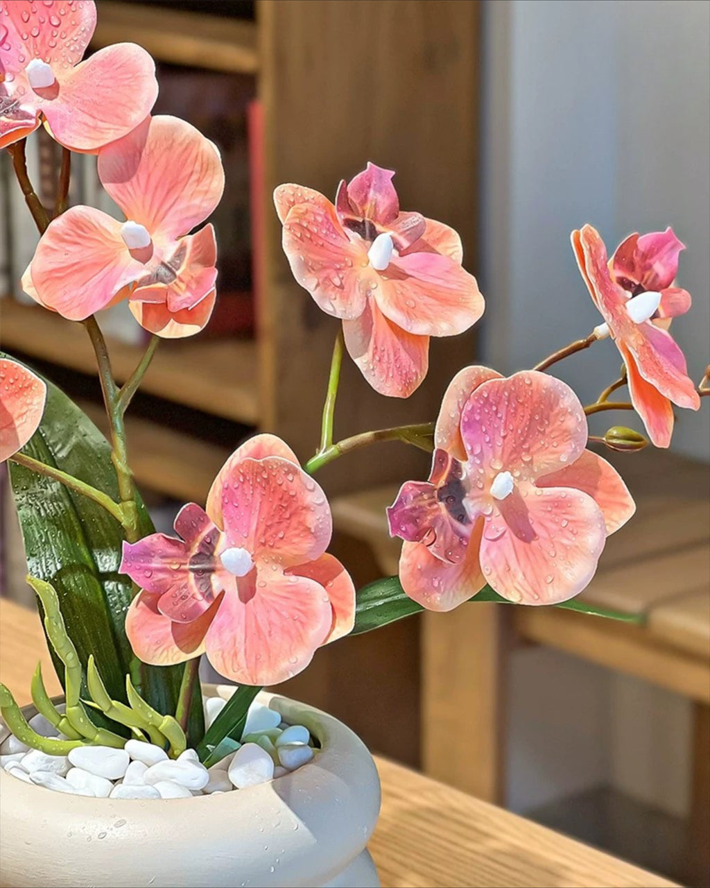Arrangement floral artificiel Phalaenopsis Corail Rose Doux