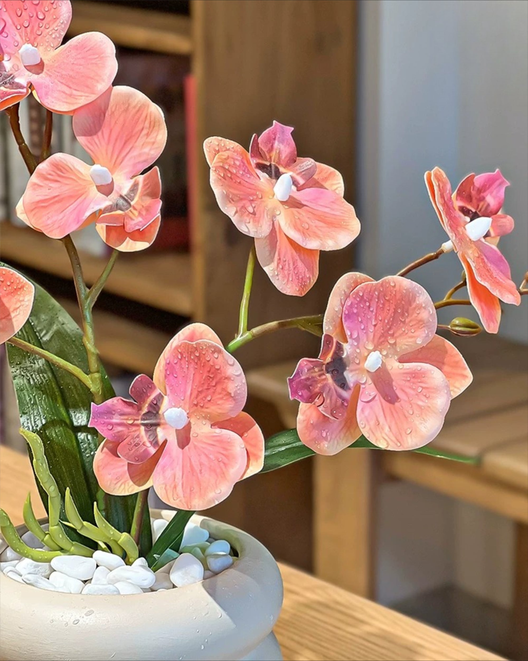 Arrangement floral artificiel Phalaenopsis Corail Rose Doux