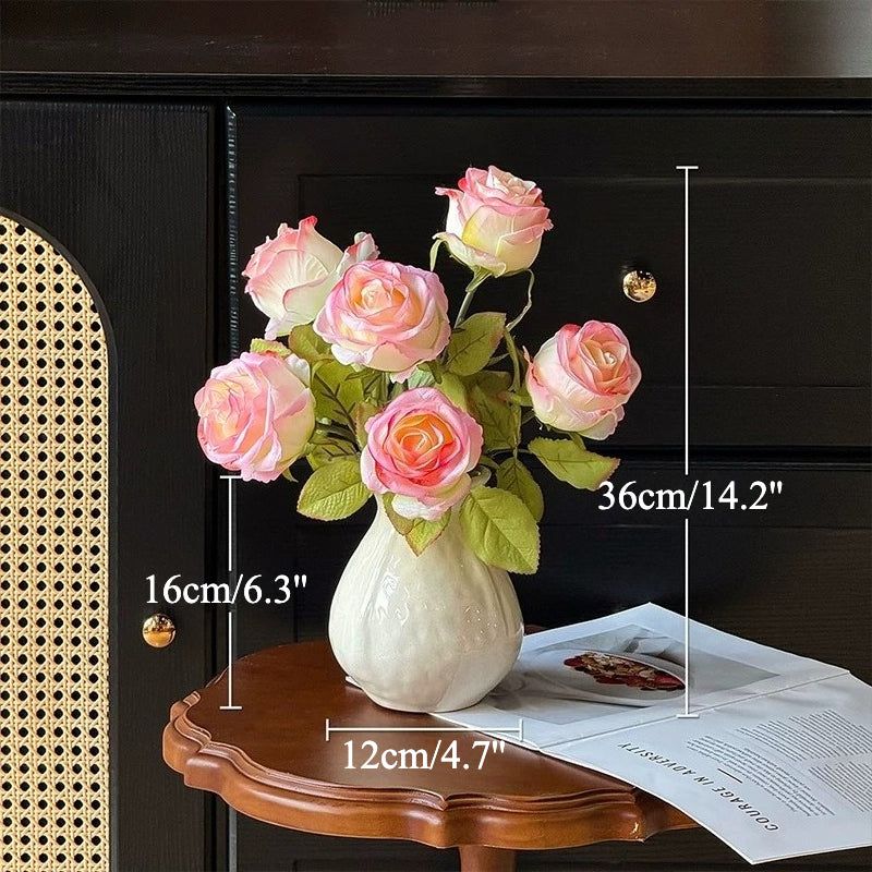 Gallery Style Blooming Velvet Rose Elegant Artificial Floral Arrangement